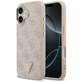 Apple iPhone 17 case - Guess PU Leather 4G Strass Triangle Logo Gold Frame MagSafe