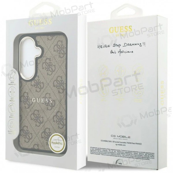 Samsung Galaxy S26 case -Guess PU Leather 4G Gold Frame Magnetic- (brown)