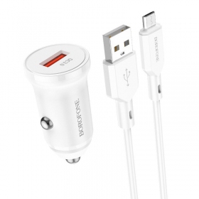 Charger automobilinis Borofone BZ18 Quick Charge 3.0 18W + MicroUSB white