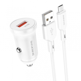 Charger automobilinis Borofone BZ18 Quick Charge 3.0 18W + MicroUSB (white)