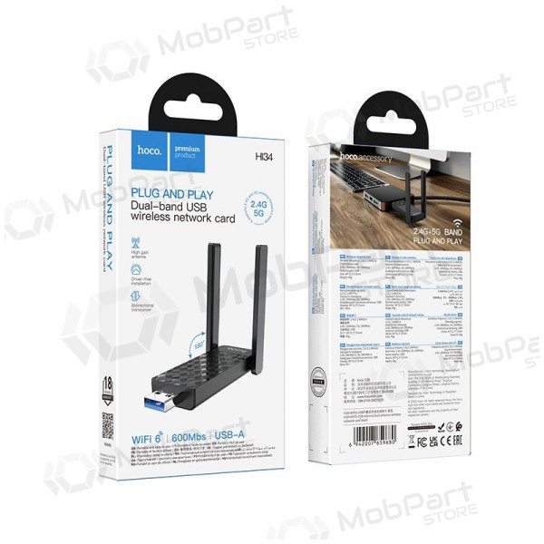 USB Wi-Fi adapter Hoco HI34 USB 3.0 Wi-Fi 6 black