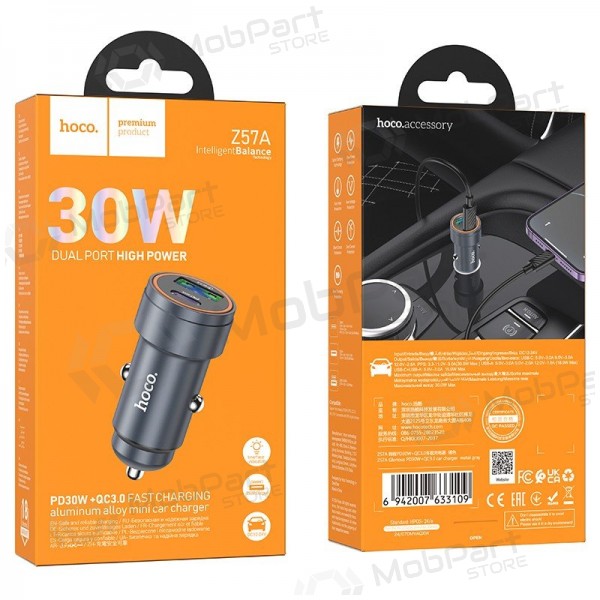 Car phone charger Hoco Z57A 30 W USB-C + USB-A