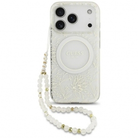 Apple iPhone 18 Pro case - Guess IML Flowers Allover Strap MagSafe