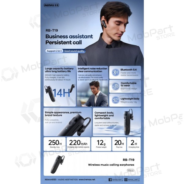 Wireless headset / handsfree Remax RB-T19 black