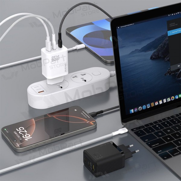Phone charger Dudao A28PC 45 W GaN 2x USB-C with USB-C cable 1 m black