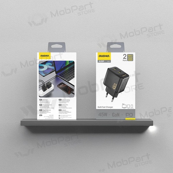 Phone charger Dudao A28P 45 W GaN 2x USB-C black