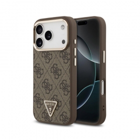 Apple iPhone 18 Pro Max case - Guess PU Leather 4G Strass Triangle Logo Gold Frame MagSafe