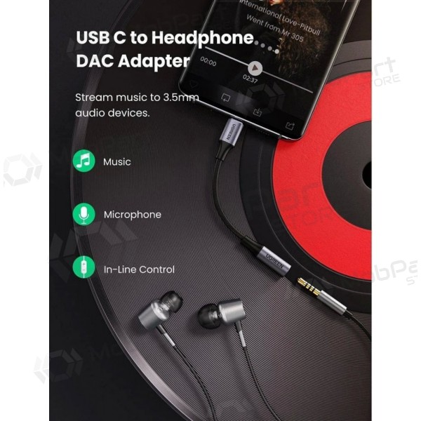 Audio adapter Ugreen AV161 USB-C to 3.5 mm gray