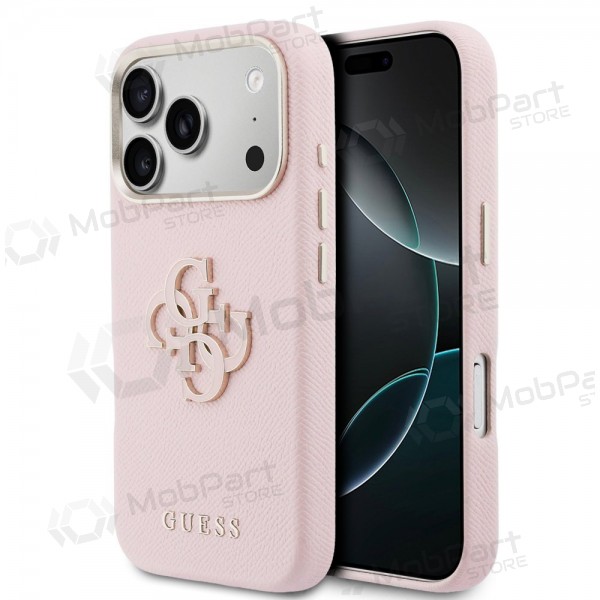 Apple iPhone 17 Pro Max case - Guess PU Grained 4G Resin Metal Logo (pink)