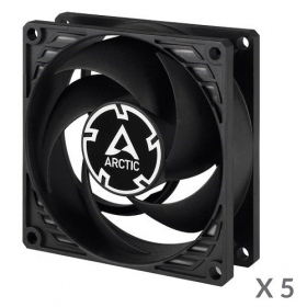 ARCTIC P8 Silent ypač tylūs korpuso ventiliatoriai, 3-pin, 80mm, juodi, 5 pcs.