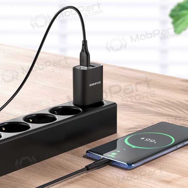 Charger Borofone BN2 2xUSB 2.1A + USB Type-C (black)
