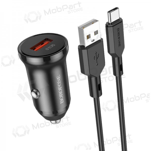 Charger automobilinis Borofone BZ18 Quick Charge 3.0 18W + Type-C (black)