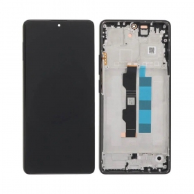Ekranas Xiaomi Redmi Note 13 Pro 4G/Poco M6 Pro 4G su lietimui jautriu stikliuku and rėmeliu Black OLED