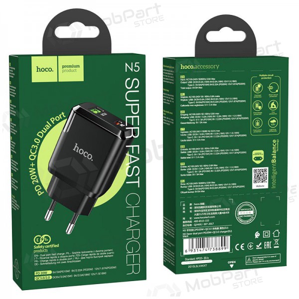 Charger Hoco N5 USB Quick Charge 3.0 + PD 20W (3.1A) (black)