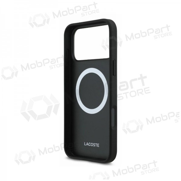 Apple iPhone 18 Pro case - Lacoste PVC Petit Pique Semi Wrap Embossed MagSafe - (black)