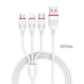 USB cable Borofone BX17 3in1 microUSB-Lightning-Type-C (white)