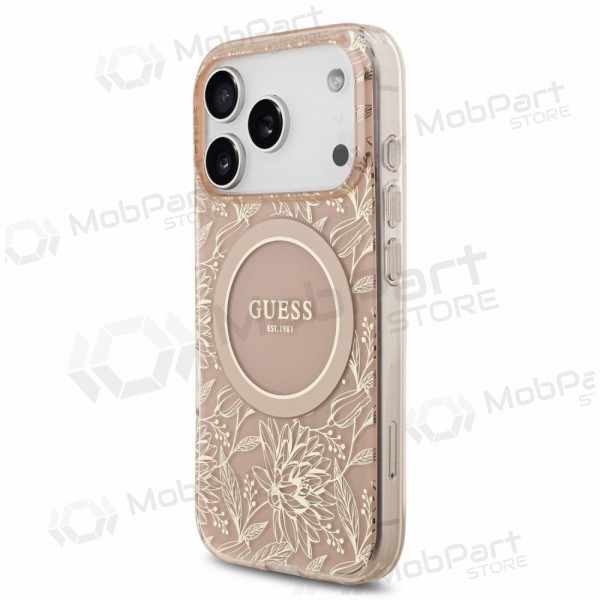 Apple iPhone 18 Pro Max case - Guess IML Flowers Allover Strap MagSafe (pink)