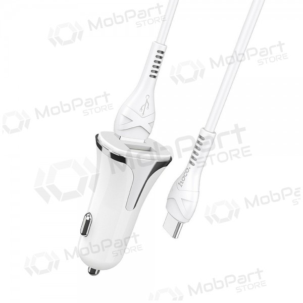 Charger automobilinis Hoco Z31 Quick Charge 3.0 (3.4A) x 2 USB + Type-C (white)