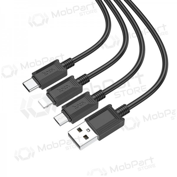 USB cable Hoco X74 3in1 microUSB-Lightning-Type-C 1.0m (black)