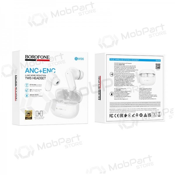 Wireless headphones Borofone BW96 Bluetooth ANC ENC USB-C white