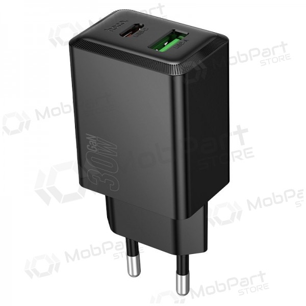 Phone charger Hoco N71 30 W GaN USB-C + USB-A black