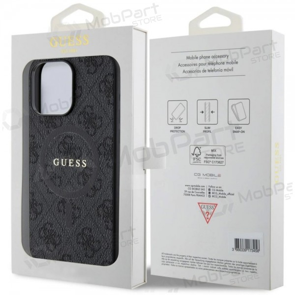 Apple iPhone 15 Pro Max case -Guess PU Leather 4G Colored Ring MagSafe- (black)