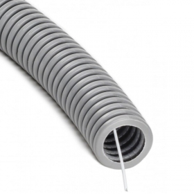 Corrugated pipe with wire 25mm (halogen-free, gray, 50m, 750 N/5 cm, D25) GLOB-EL GL301W