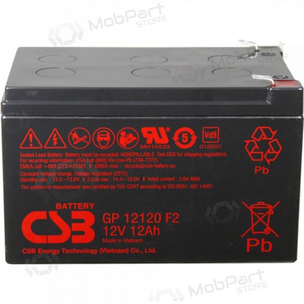 Battery (AGM) CSB 12Ah 12V F2 VRLA (GP12120)