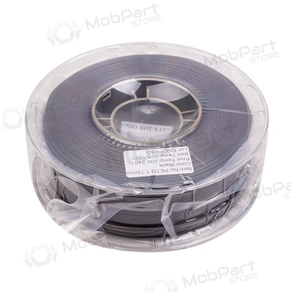 3D spausdinimo plastikas PETG, 1.75mm, 1kg, black 3D spausdinimo plastikas PETG, 1.75mm, 1kg, black