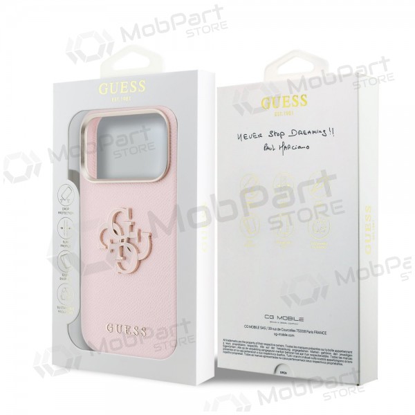 Apple iPhone 17 Pro Max case - Guess PU Grained 4G Resin Metal Logo (pink)