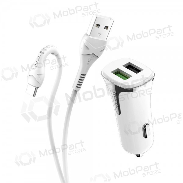 Charger automobilinis Hoco Z31 Quick Charge 3.0 (3.4A) x 2 USB + Type-C (white)