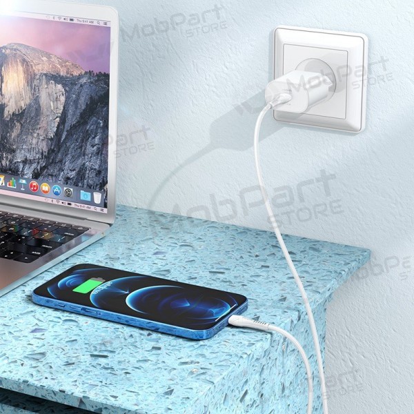 Phone charger Hoco N22 25 W USB-C with Lightning cable 1 m white