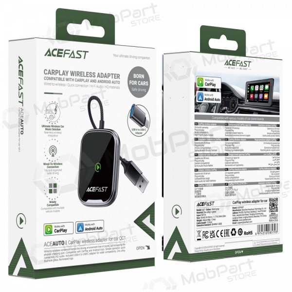 CarPlay adapter Acefast QC1 wireless Android Auto black
