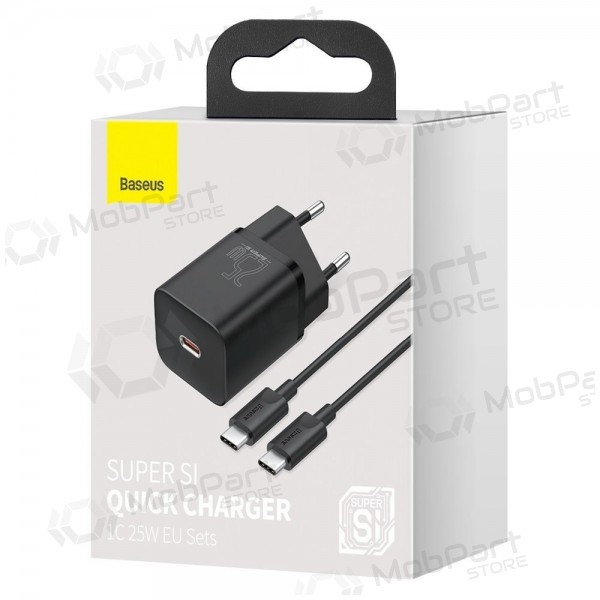 Charger buitinis Baseus Super Si 25W + Type-C 1.0m black TZCCSUP-L01
