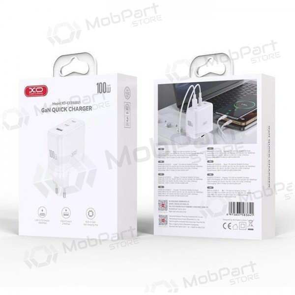 Phone charger XO CE35 100 W 2x USB-C + USB-A white