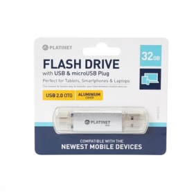 Flash / memory drive Platinet 32GB OTG USB 2.0 + microUSB (silver)