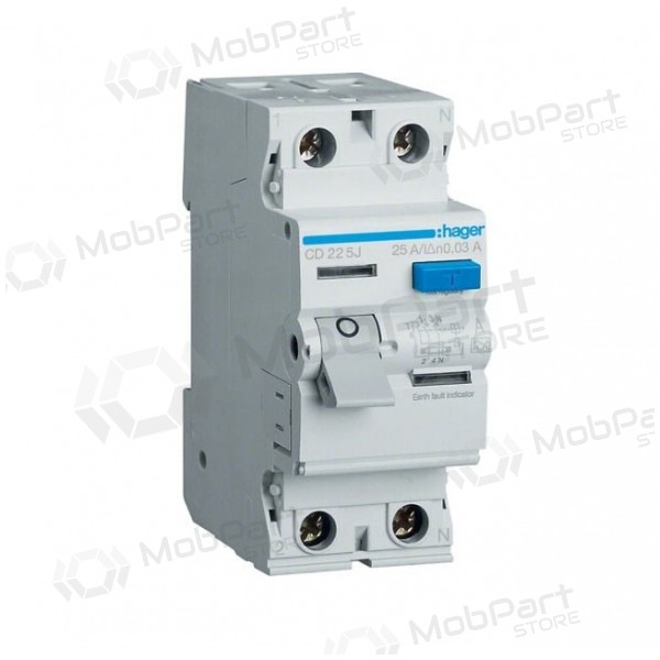 Current drain relay Hager CD225J (A, 25A, 2P, 30mA, 230V)