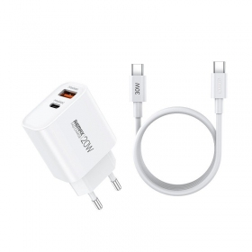 Phone charger Remax RP-U120 20 W USB-C + USB-A with USB-C cable 1 m white