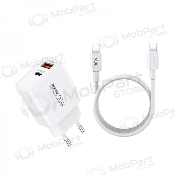 Phone charger Remax RP-U120 20 W USB-C + USB-A with USB-C cable 1 m white