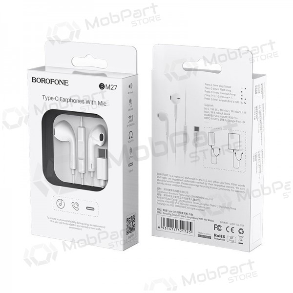 Earphone Borofone BM27 Type-C (white)