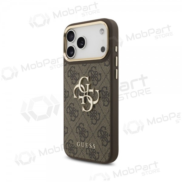 Apple iPhone 18 Pro Max case - Guess PU Leather 4G Metal Logo Gold Frame (brown)