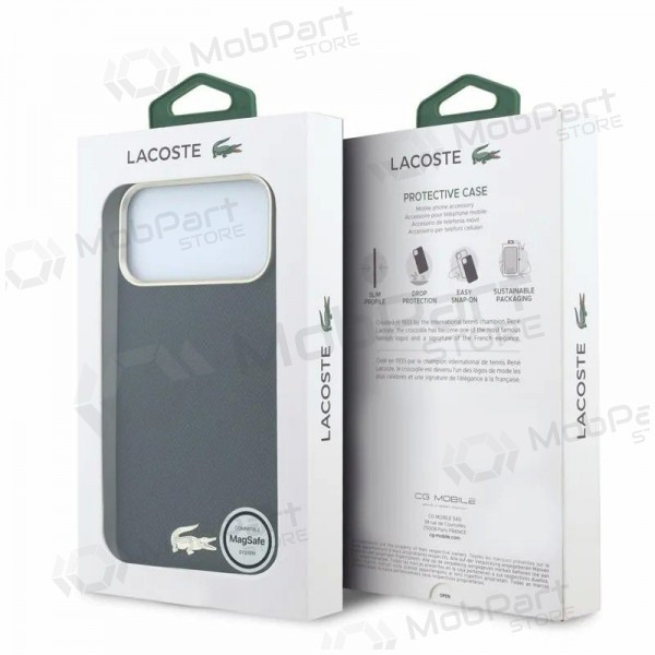 Apple iPhone 18 Pro Max case - Lacoste PU Leather Champs Elysees Gold Logo MagSafe (black)
