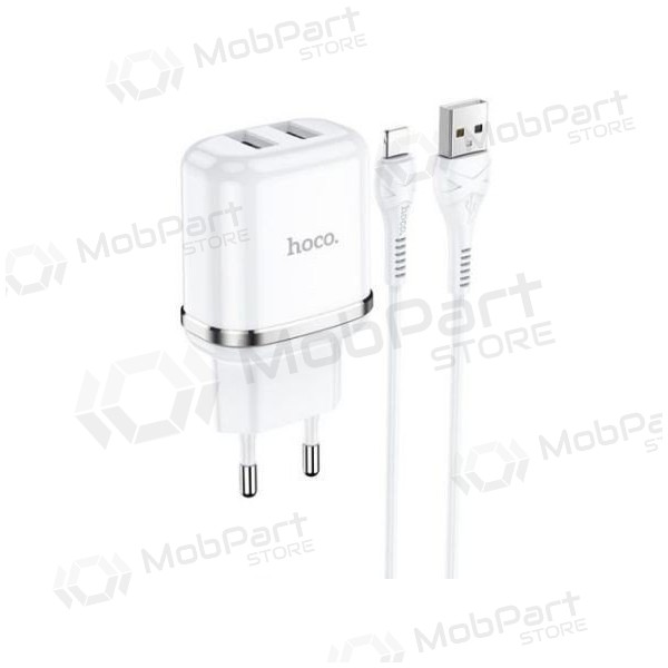 Charger HOCO N4 Aspiring Dual USB + type-C cable (5V 2.4A) (white)