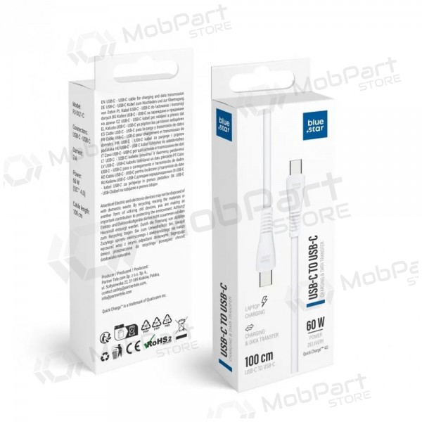 USB-C cable Blue Star PJ-DQ1-C USB-C to USB-C 1 m 60 W white