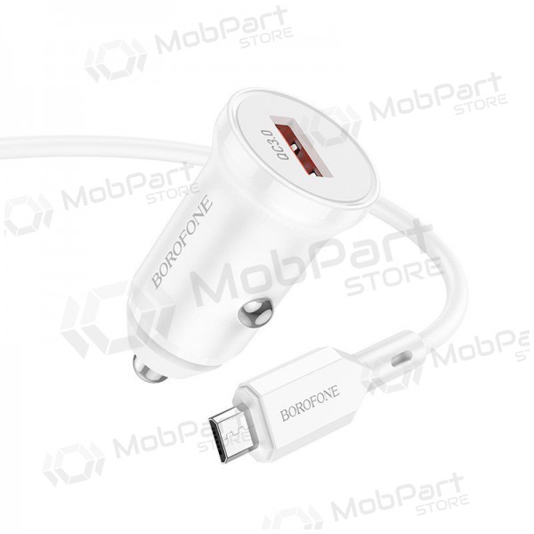 Charger automobilinis Borofone BZ18 Quick Charge 3.0 18W + MicroUSB (white)
