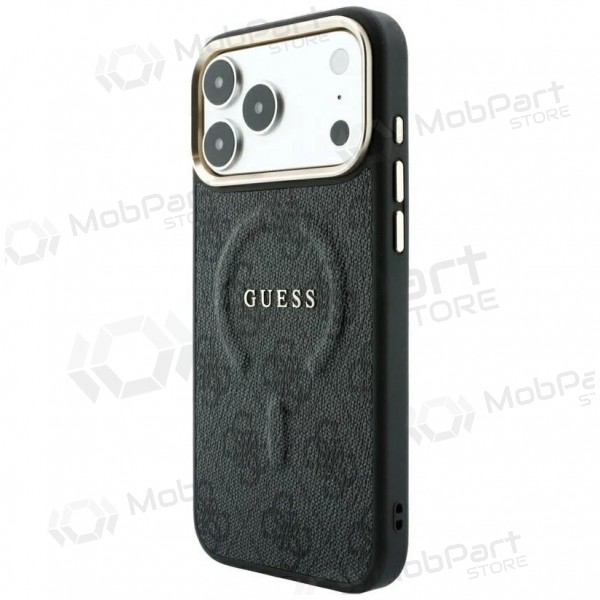 Apple iPhone 18 Pro Max case - Guess PU Leather 4G Gold Frame Embossed MagSafe (black)
