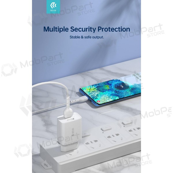 Charger Devia Smart x 2 USB (2.4A) + MicroUSB, (white)