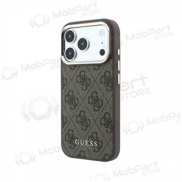 Apple iPhone 18 Pro case - Guess PU Leather 4G Gold Frame MagSafe (brown)