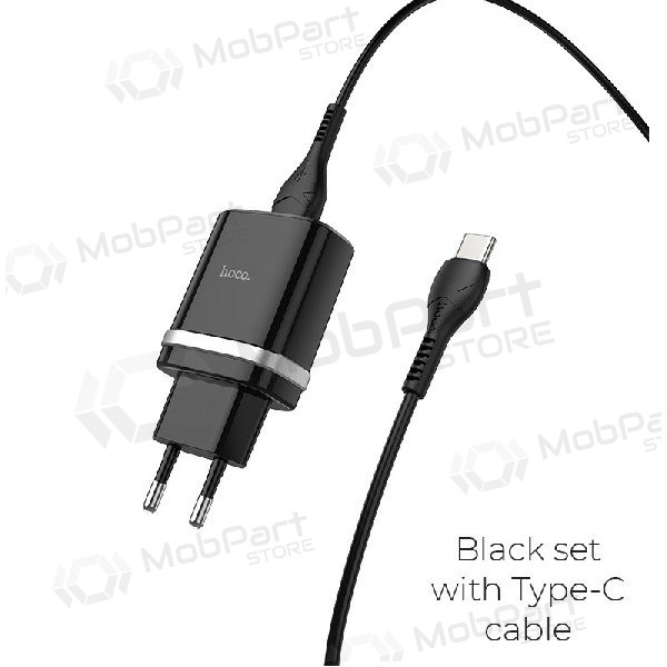 Charger HOCO C12Q Smart USB + type-C cable (QC3.0) (black)