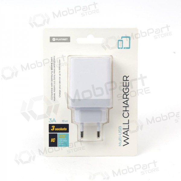 Charger Platinet QuickCharge 3xUSB (15W 3A) (white)